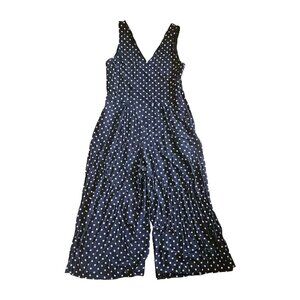 1 STATE Black White Polka Dot Sleeveless Jumpsuit Womens Size L Large